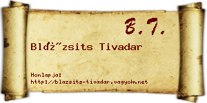 Blázsits Tivadar névjegykártya